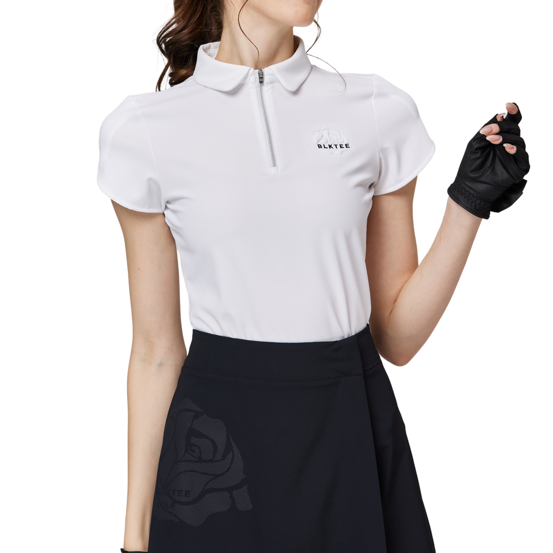 3D刺繍カラー半袖トップス