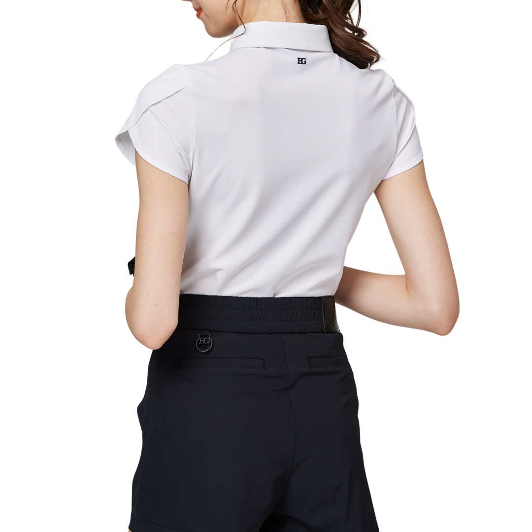 3D刺繍カラー半袖トップス