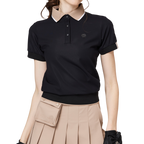 寬鬆版螺紋收擺翻領女短袖上衣