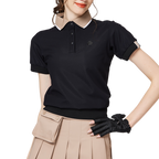 寬鬆版螺紋收擺翻領女短袖上衣