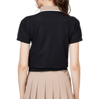 寬鬆版螺紋收擺翻領女短袖上衣