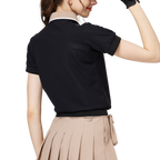 寬鬆版螺紋收擺翻領女短袖上衣