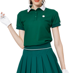 寬鬆版螺紋收擺翻領女短袖上衣