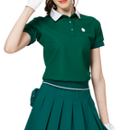 寬鬆版螺紋收擺翻領女短袖上衣