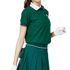 寬鬆版螺紋收擺翻領女短袖上衣