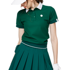 寬鬆版螺紋收擺翻領女短袖上衣