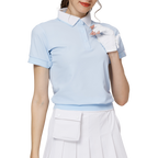 寬鬆版螺紋收擺翻領女短袖上衣