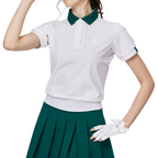 寬鬆版螺紋收擺翻領女短袖上衣