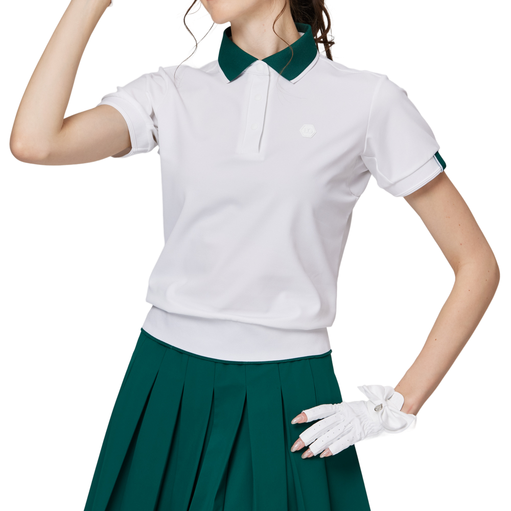 寬鬆版螺紋收擺翻領女短袖上衣