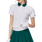 寬鬆版螺紋收擺翻領女短袖上衣