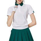 寬鬆版螺紋收擺翻領女短袖上衣