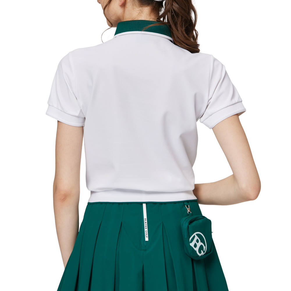 寬鬆版螺紋收擺翻領女短袖上衣