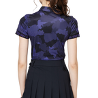 カラープリント 通気性 襟付き レディース 半袖トップス