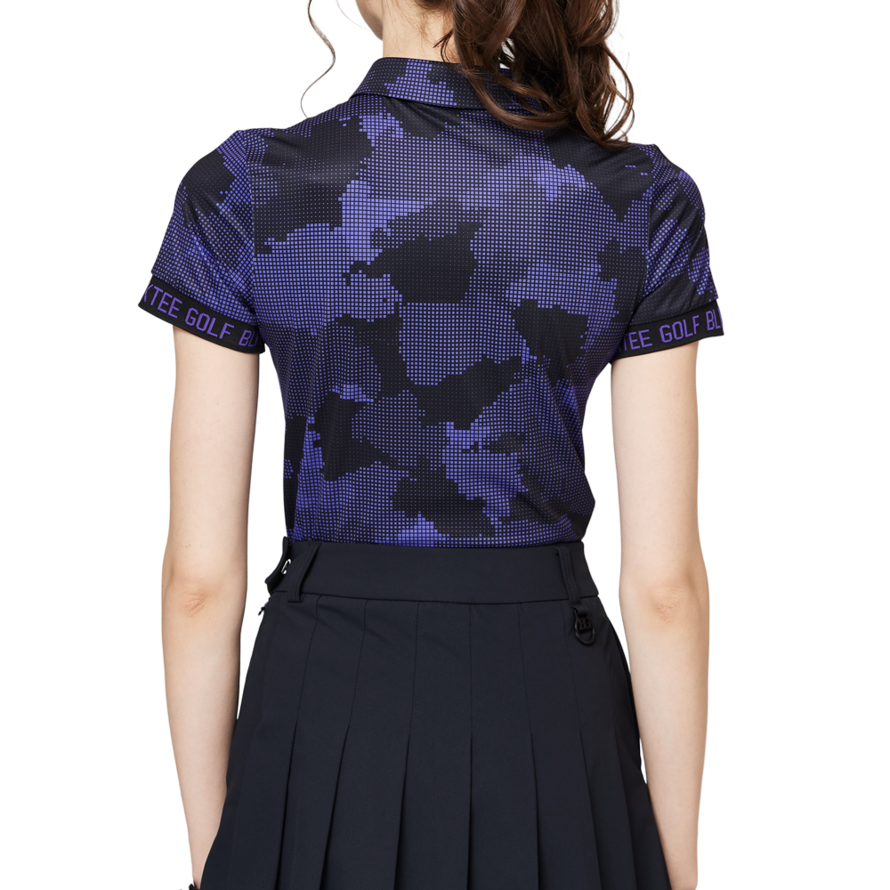 カラープリント 通気性 襟付き レディース 半袖トップス