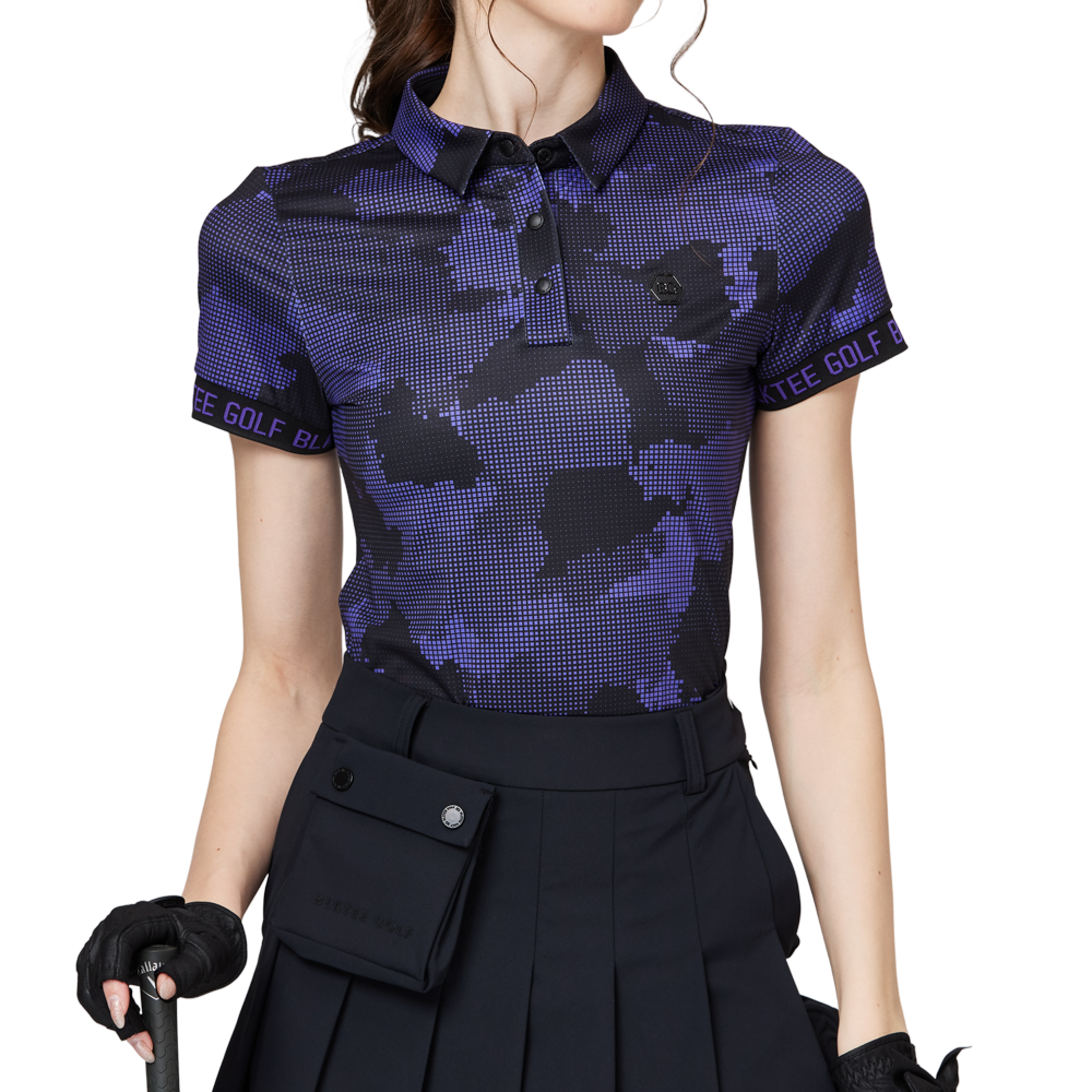 カラープリント 通気性 襟付き レディース 半袖トップス