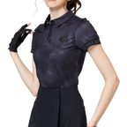 カラープリント 通気性 襟付き レディース 半袖トップス