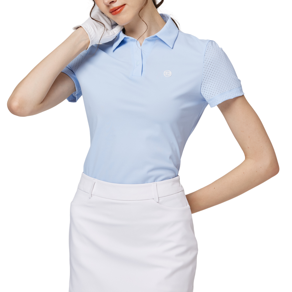 通気性のある襟付きレディース半袖トップス