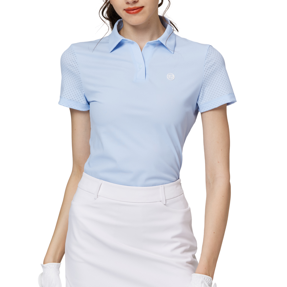 通気性のある襟付きレディース半袖トップス