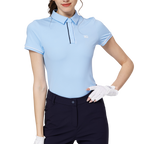 ジャカード生地の襟付き半袖トップス（レディース）