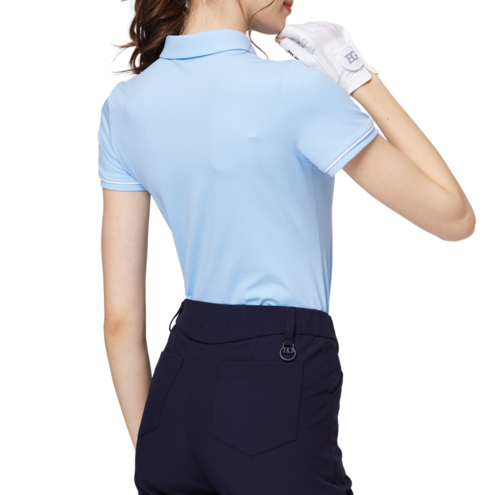 ジャカード生地の襟付き半袖トップス（レディース）