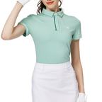 ジャカード生地の襟付き半袖トップス（レディース）