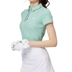 ジャカード生地の襟付き半袖トップス（レディース）