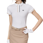 ジャカード生地の襟付き半袖トップス（レディース）