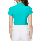 Diamond-patterned jacquard collar short-sleeved top