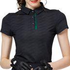 Diamond-patterned jacquard collar short-sleeved top