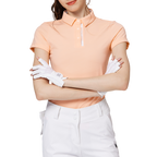 Diamond-patterned jacquard collar short-sleeved top