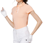 Diamond-patterned jacquard collar short-sleeved top