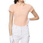 Diamond-patterned jacquard collar short-sleeved top