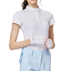 Diamond-patterned jacquard collar short-sleeved top