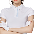 Diamond-patterned jacquard collar short-sleeved top