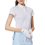 Diamond-patterned jacquard collar short-sleeved top