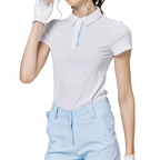 Diamond-patterned jacquard collar short-sleeved top