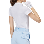 Diamond-patterned jacquard collar short-sleeved top