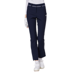 細身の伸縮性ウエストスリットレディースパンツ