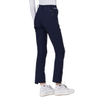 細身の伸縮性ウエストスリットレディースパンツ