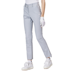 細身の伸縮性ウエストスリットレディースパンツ