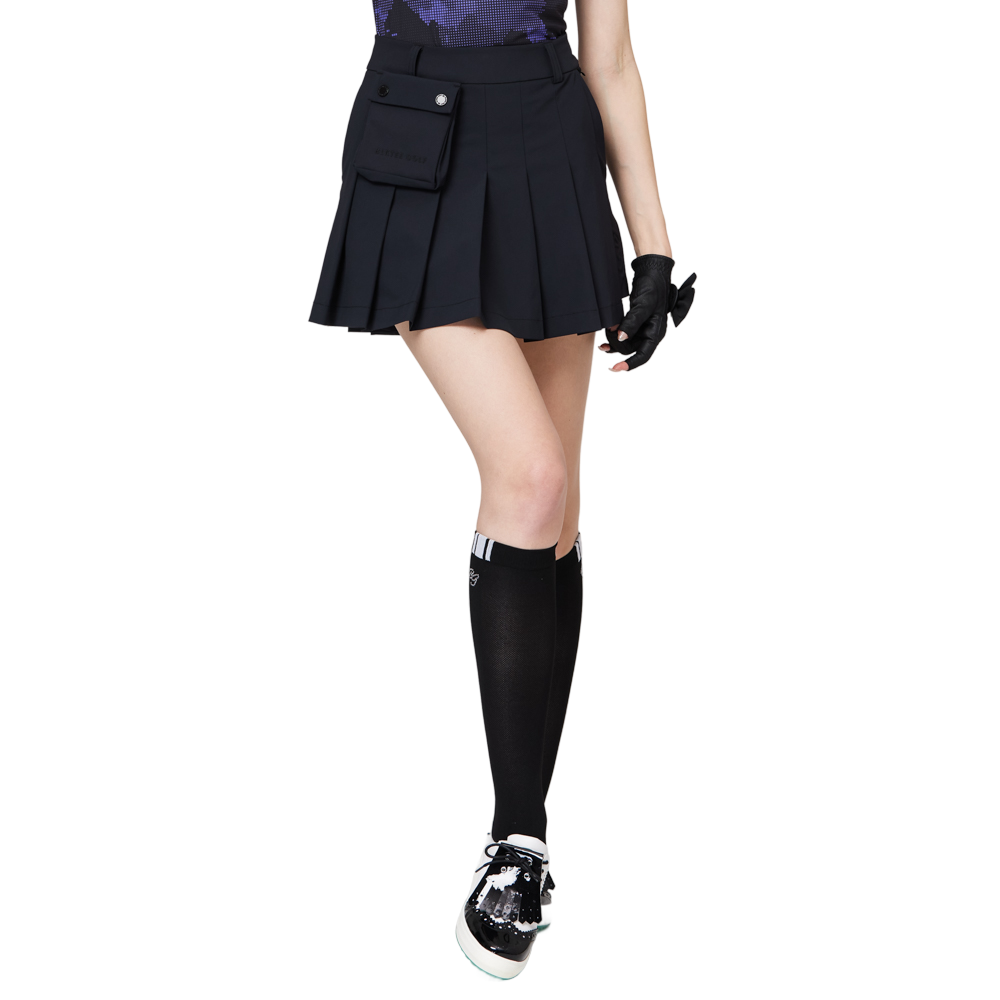 ハイウエストのワイドプリーツレディースショートスカート