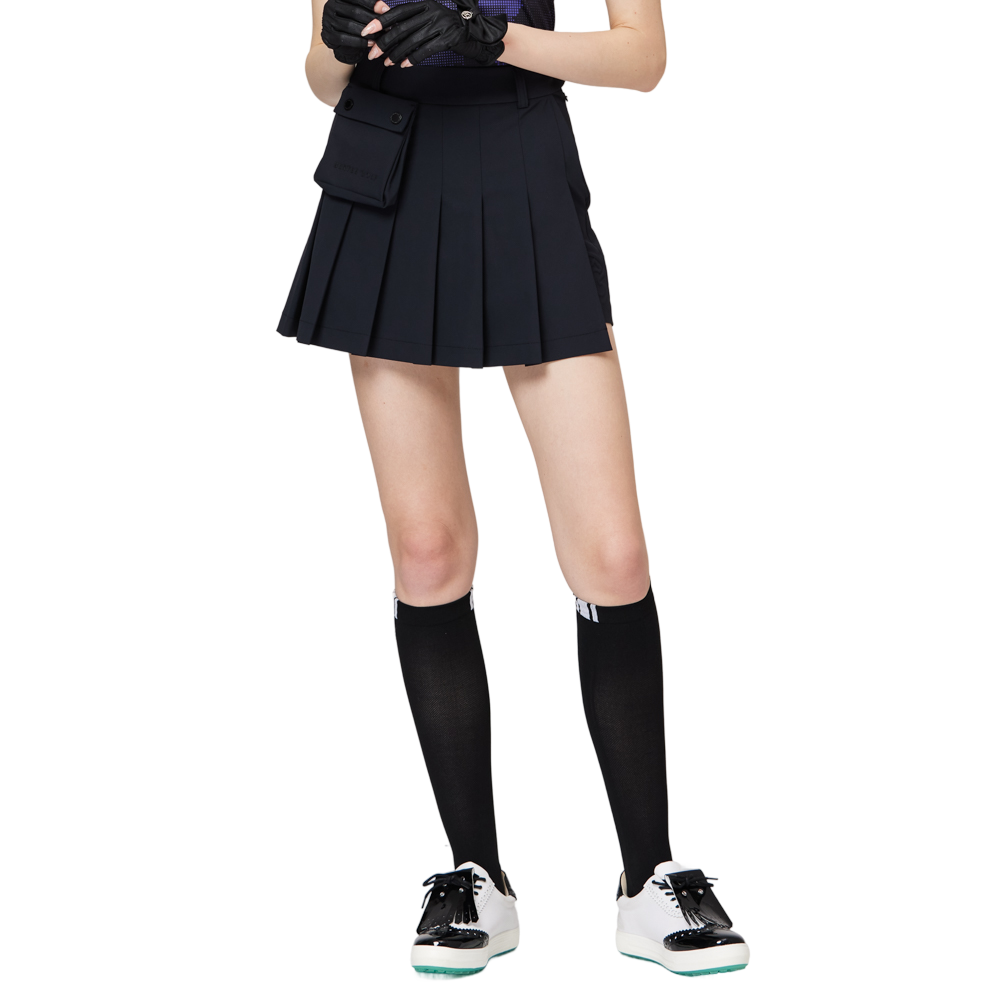 ハイウエストのワイドプリーツレディースショートスカート