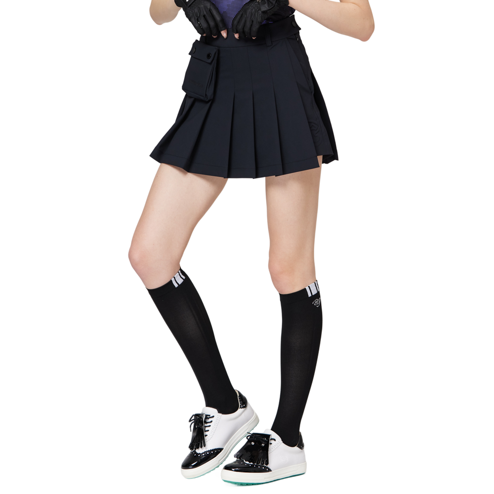 ハイウエストのワイドプリーツレディースショートスカート