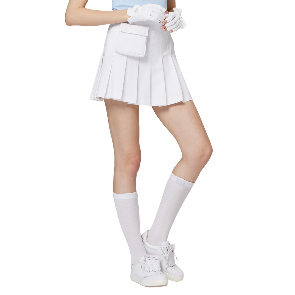 ハイウエストのワイドプリーツレディースショートスカート