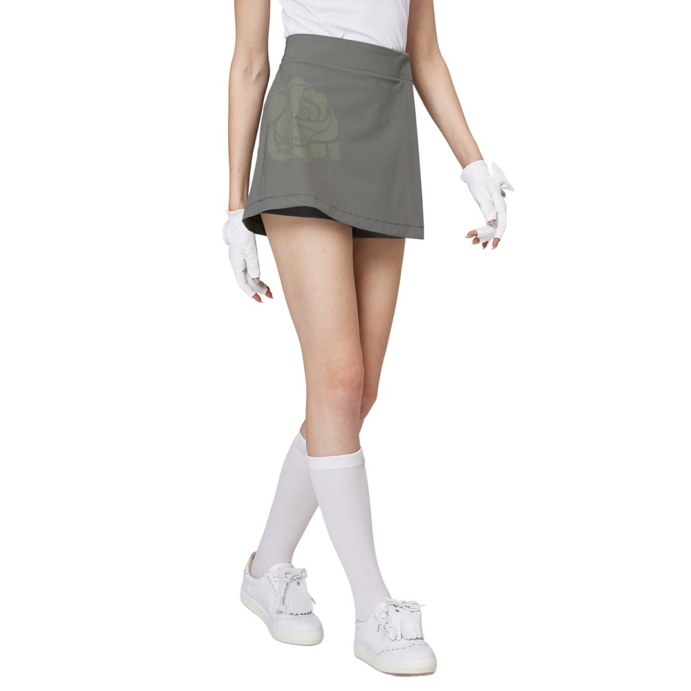 印花高腰A字女短褲裙