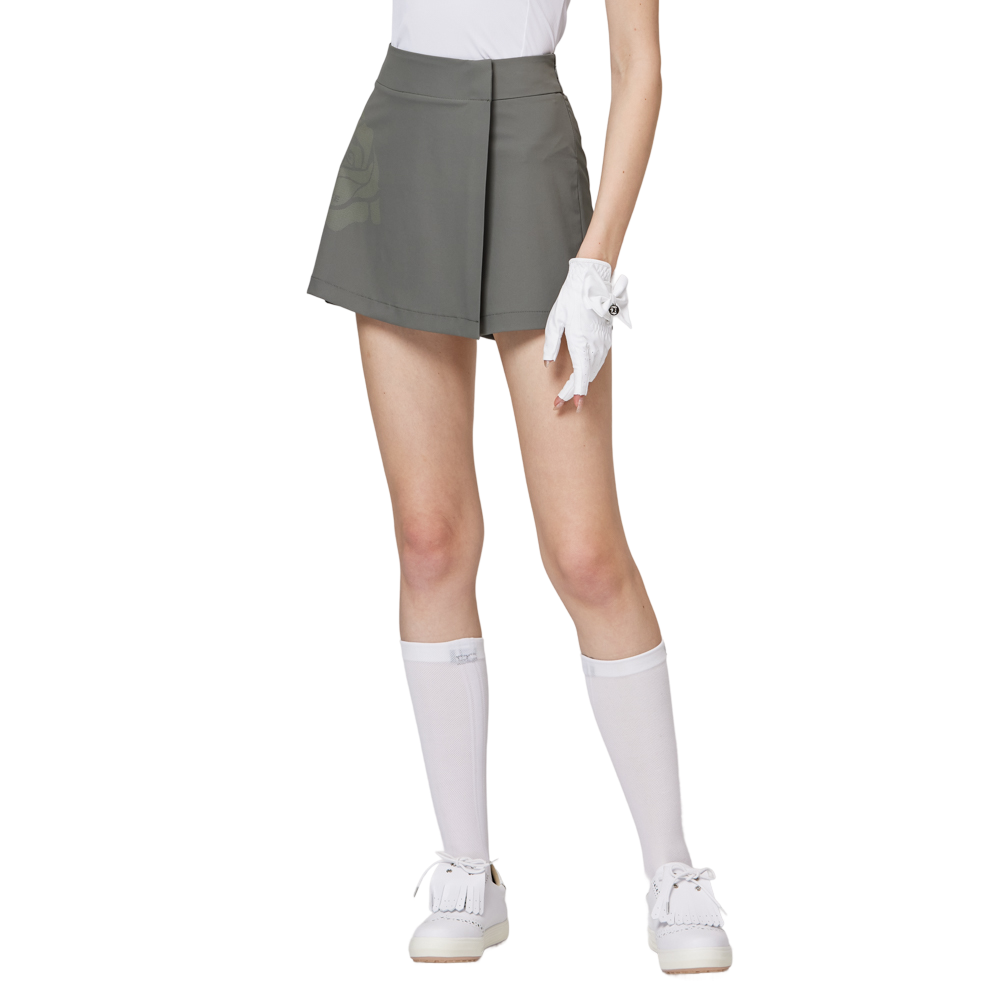 印花高腰A字女短褲裙