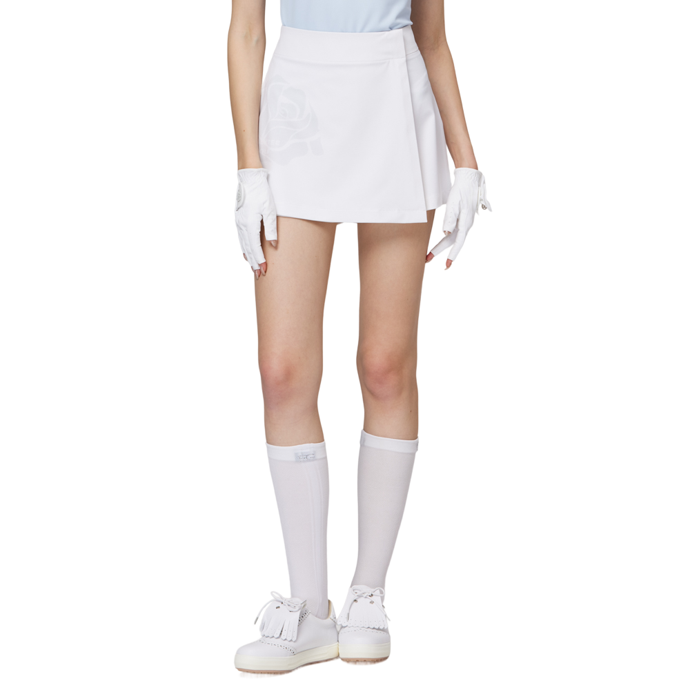 印花高腰A字女短褲裙