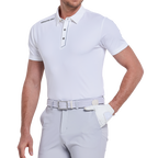 Men's imported striped short-sleeved shirt (white)