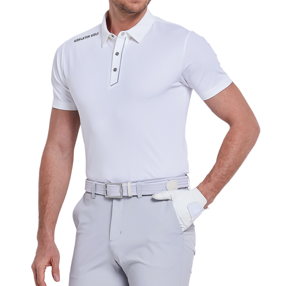 メンズインポートストライプ半袖シャツ（ホワイト）