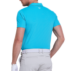 メンズ インポート 縦縞 半袖シャツ (シアン/ブルー)